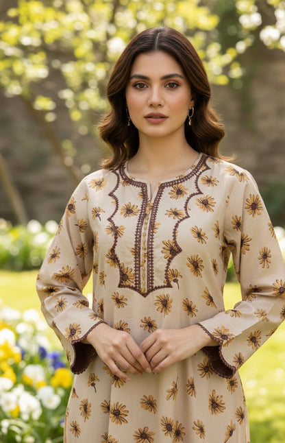 Golden Bloom Linen Suit