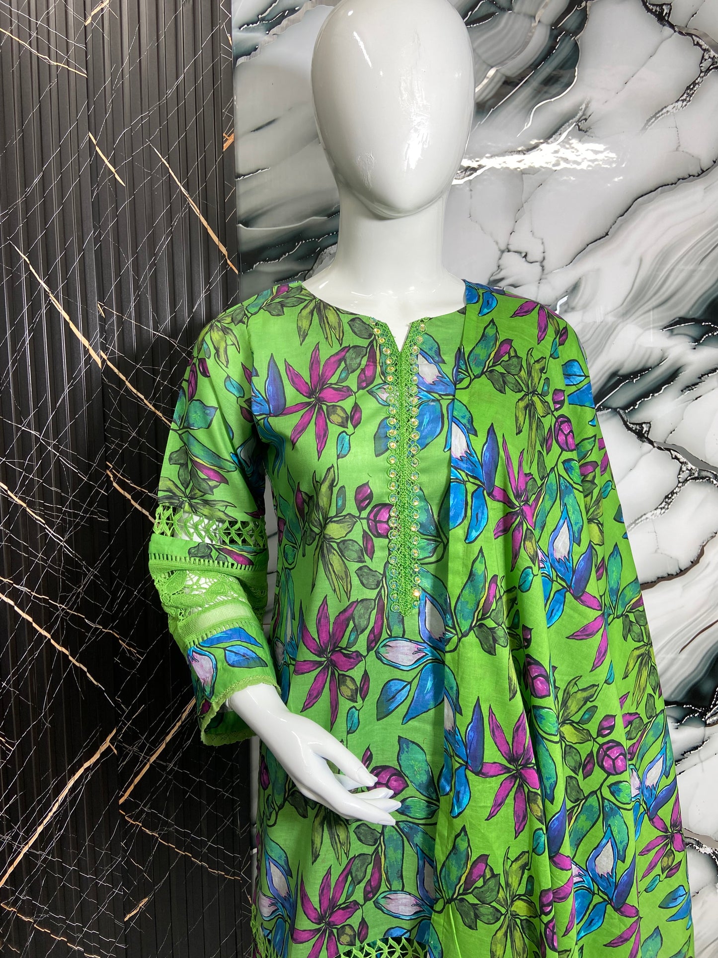 Green Flow - 3Piece Stitched