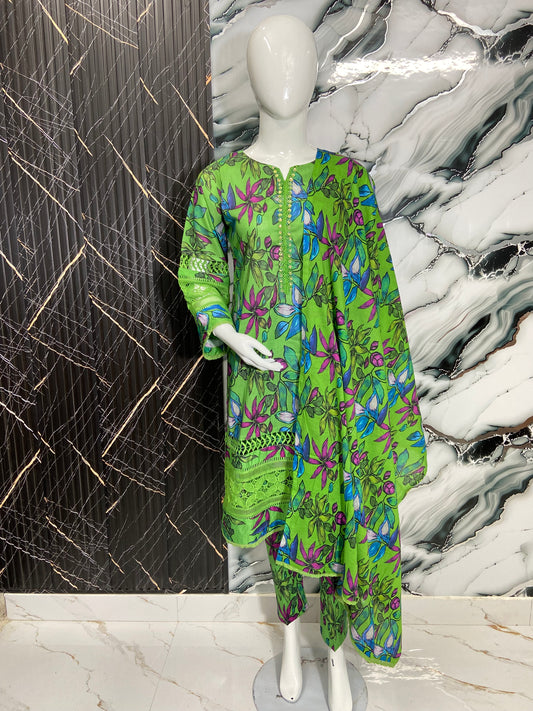 Green Flow - 3Piece Stitched