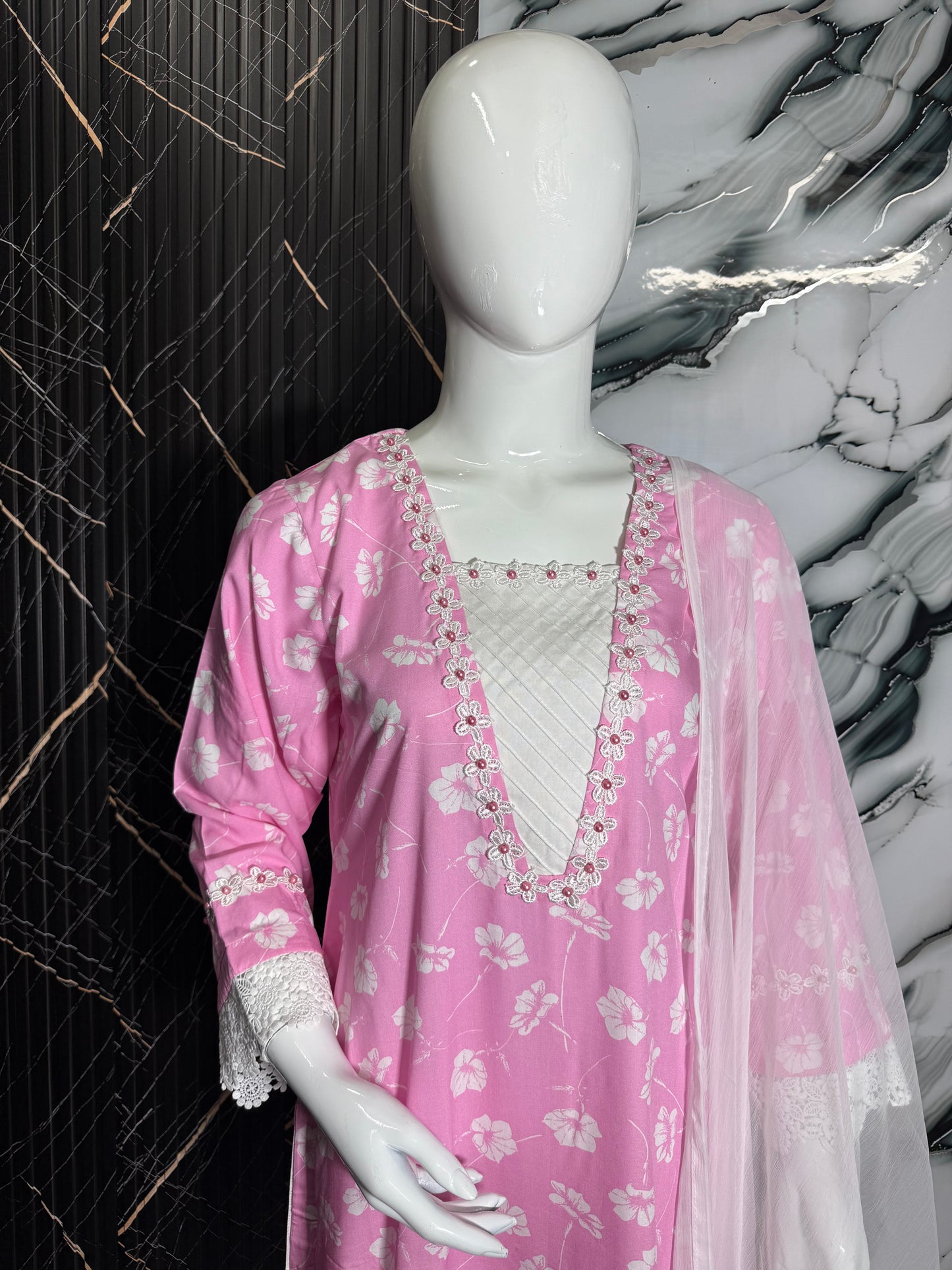 Pink Bloom - 3Piece Stitched