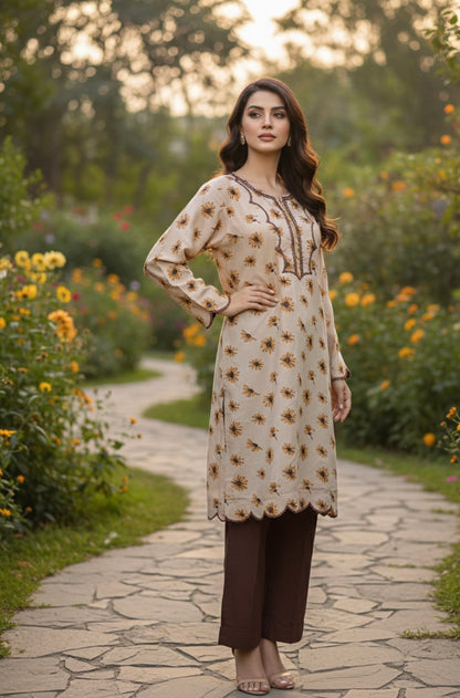 Golden Bloom Linen Suit