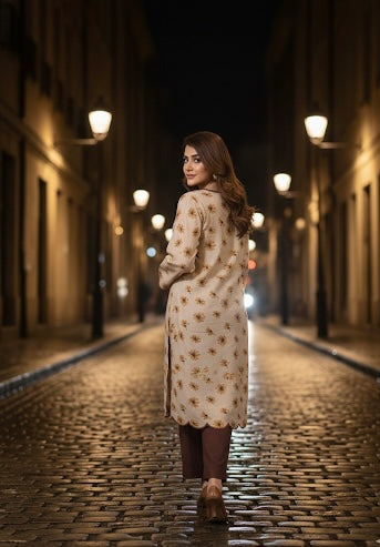 Golden Bloom Linen Suit